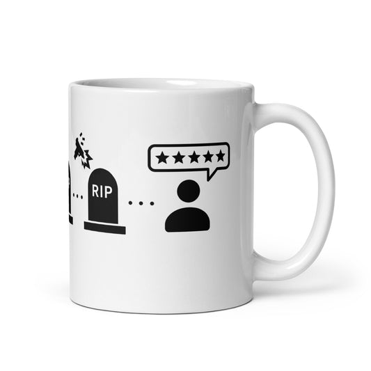 Eliminate The Middleman Graphic Glossy White Mug